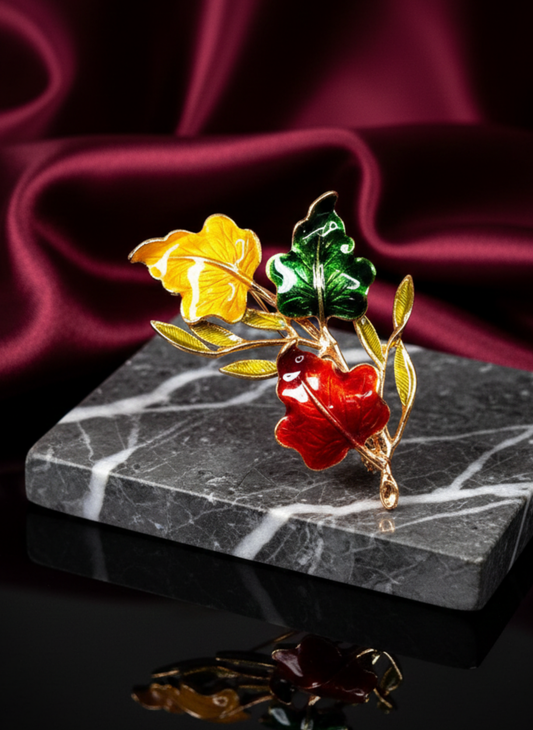 Triple Maple Leaf Brooch