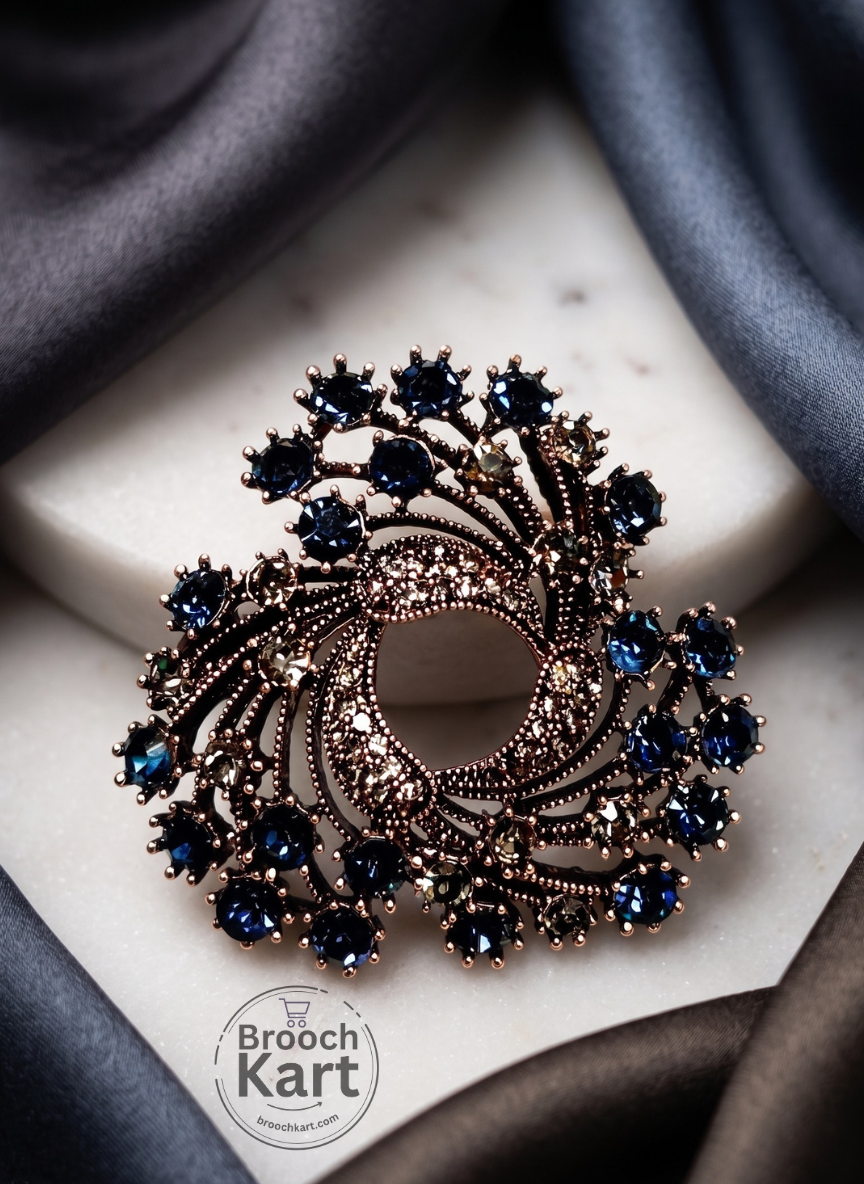 Abstract Blue Crystal Brooch