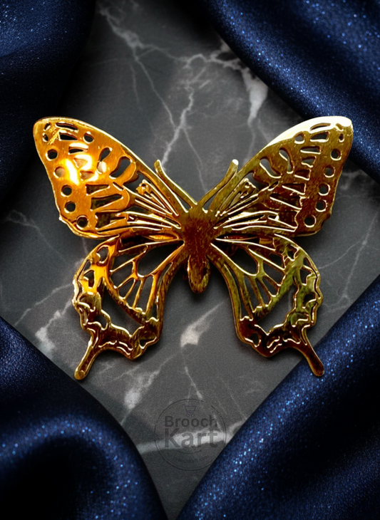 Golden Cuts Butterfly Brooch
