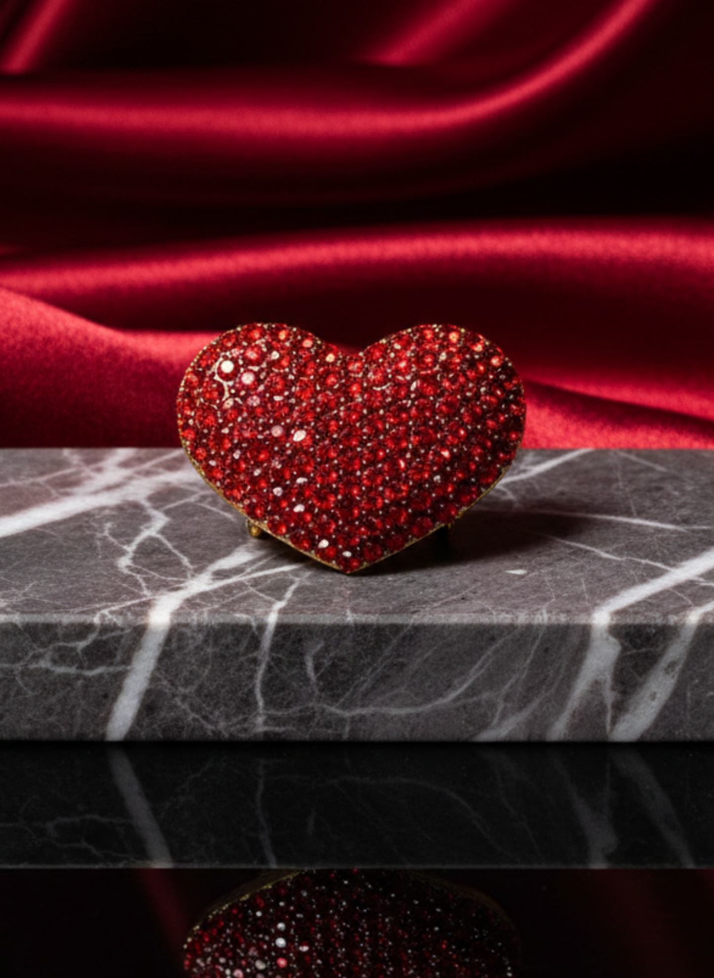 Red Crystal Heart Brooch