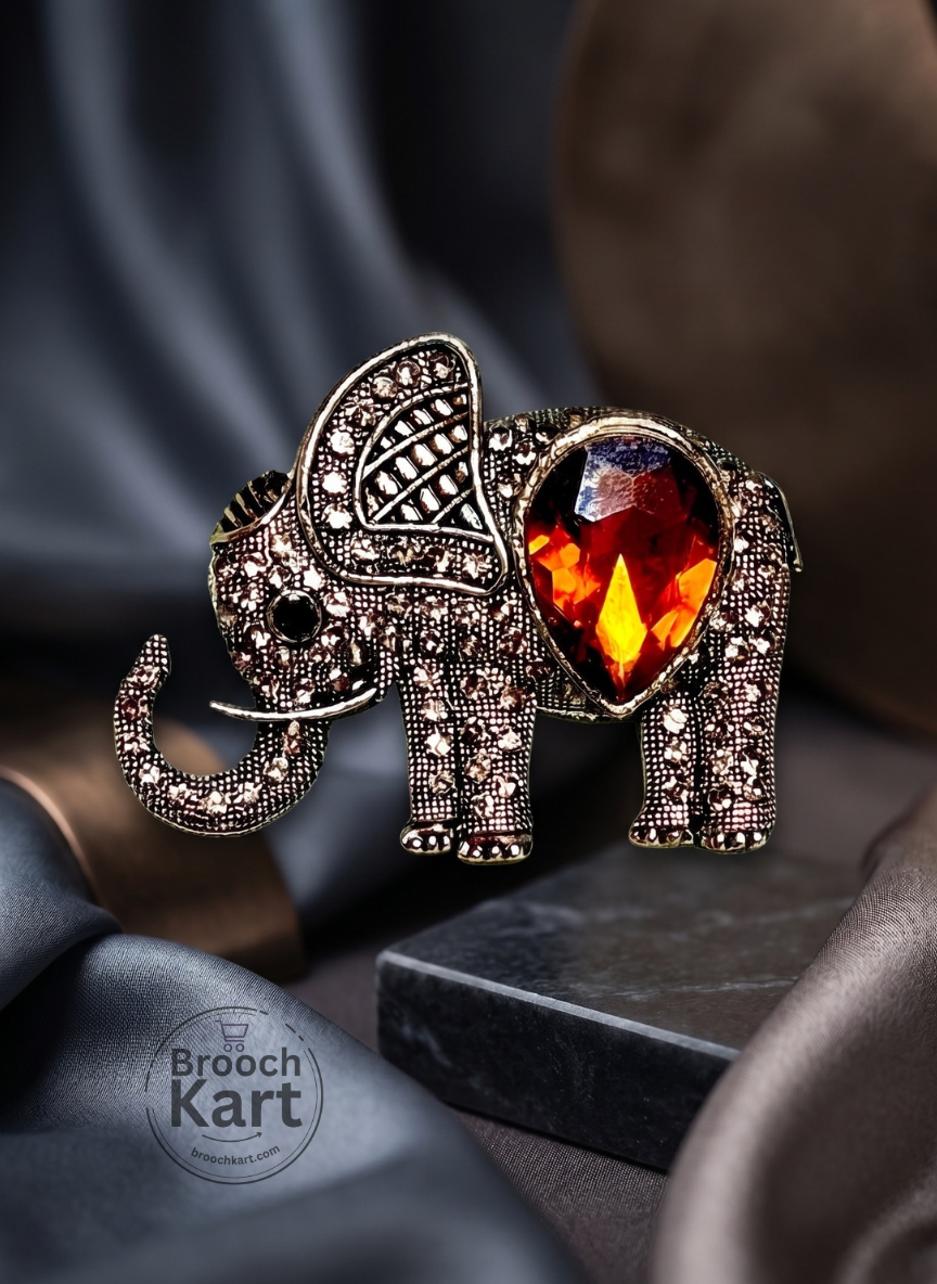 Crystallic Elephant Brooch