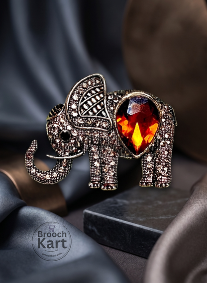 Crystallic Elephant Brooch