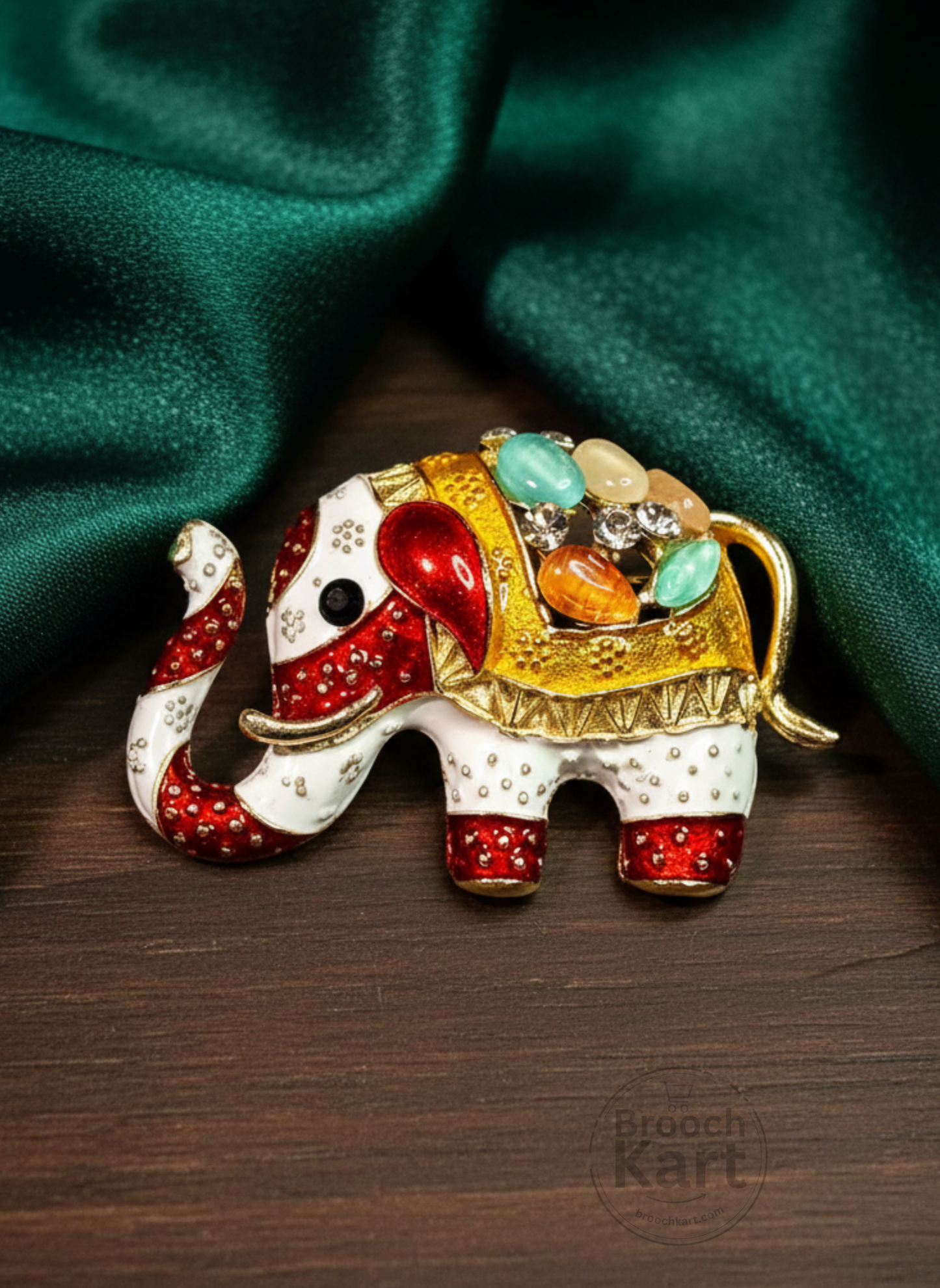 White Majestic Elephant Brooch