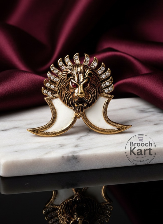 Lion Ivory Puligoru Brooch