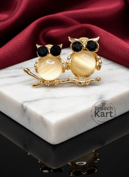 Twin Owl Brooch