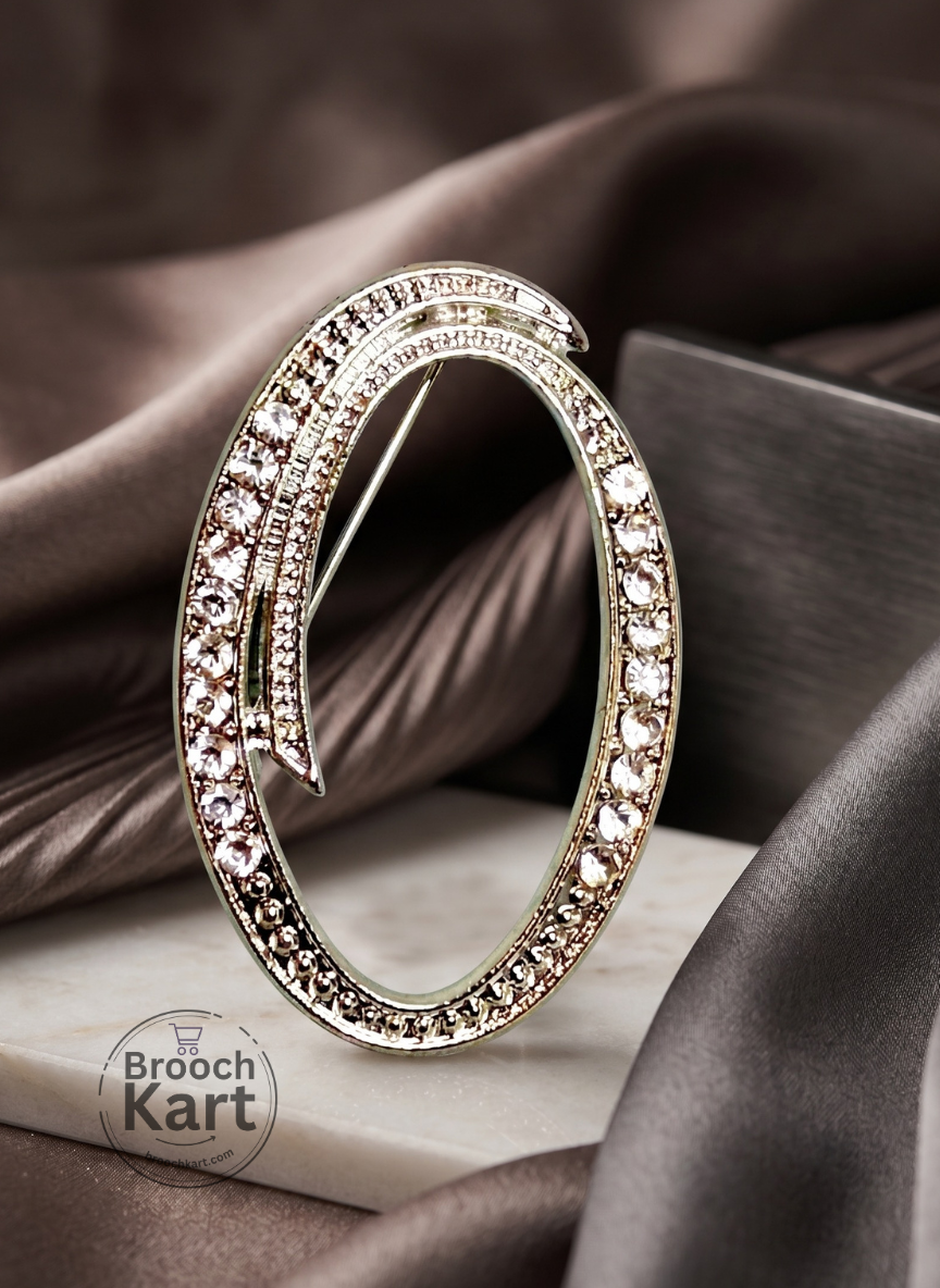 Crystal Silver Letters Brooch