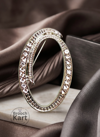 Crystal Silver Letters Brooch