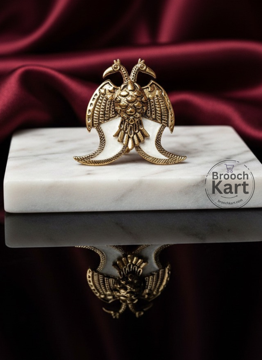 Gandaberunda Ivory Puligoru Brooch