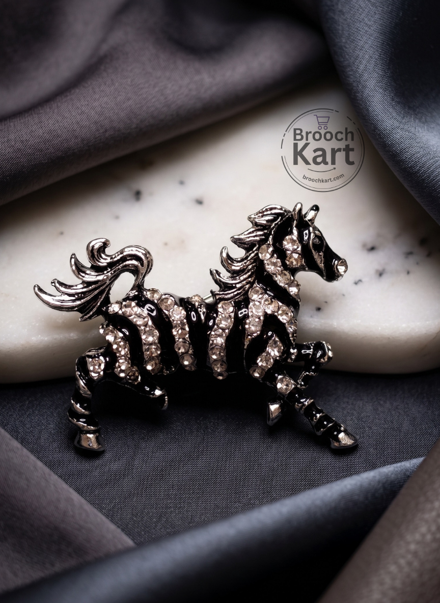 Crystal Zebra Brooch