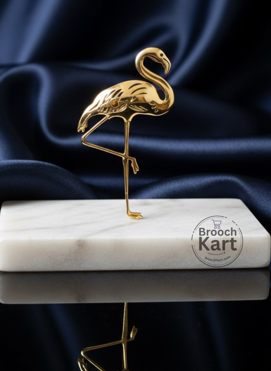 Golden Crane Bird Brooch