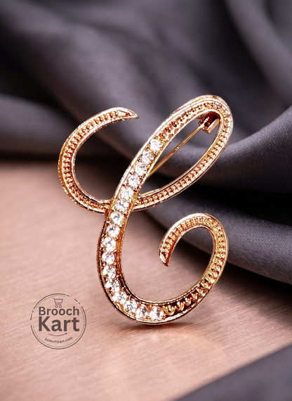 Crystal Golden Letters Brooch