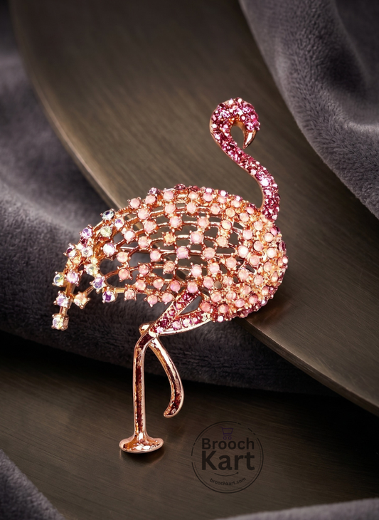 Majestic Flamingo Bird Brooch