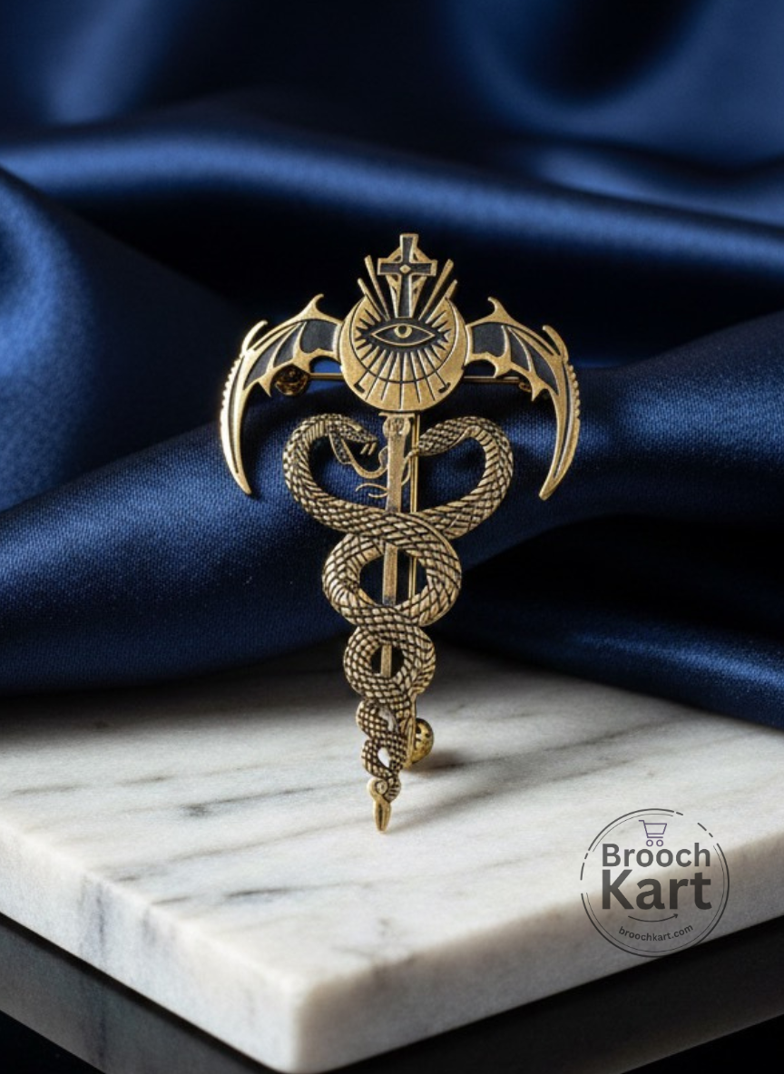 Twin Snake Evil Eye Brooch