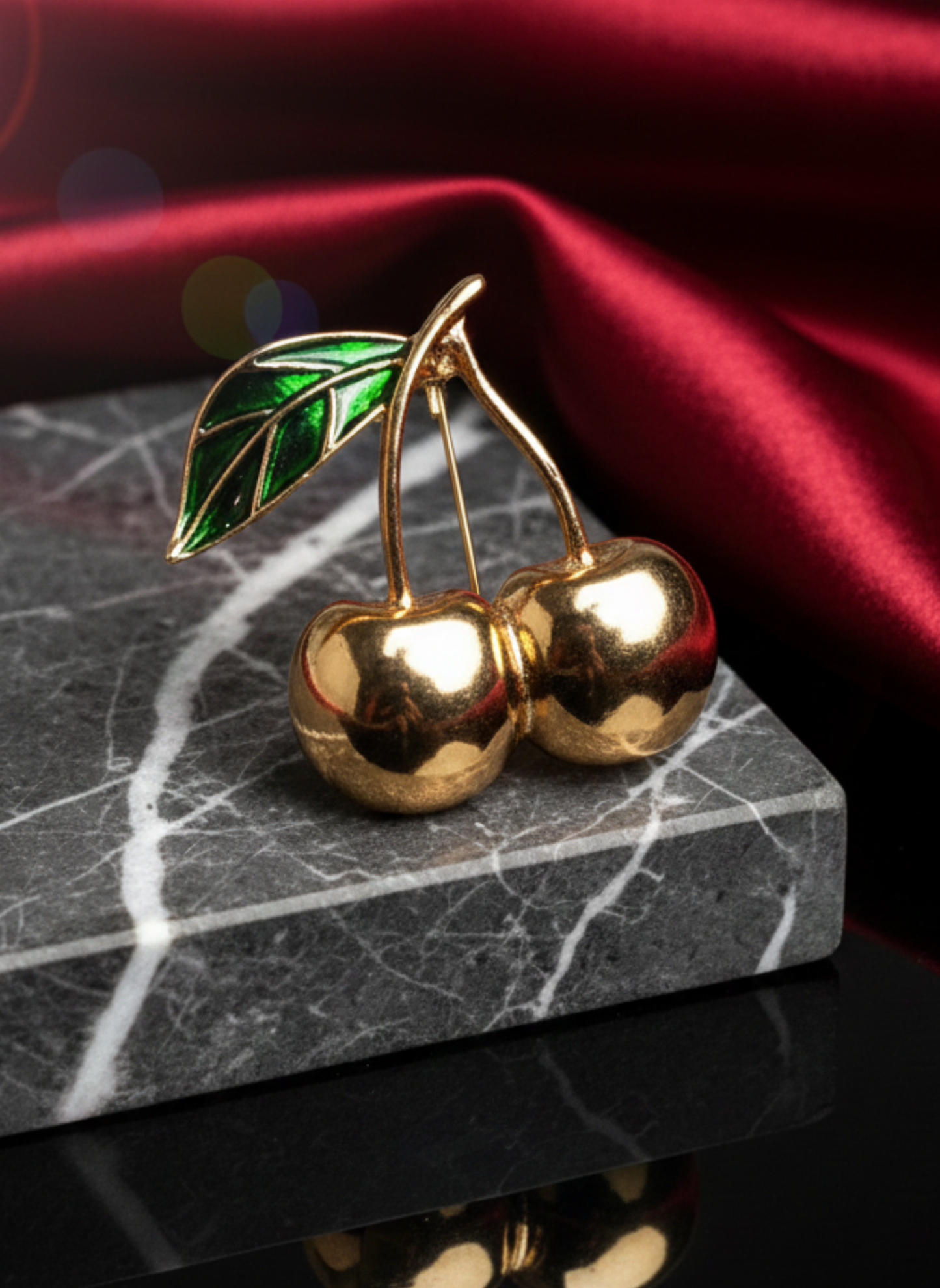 Golden Cherry Brooch