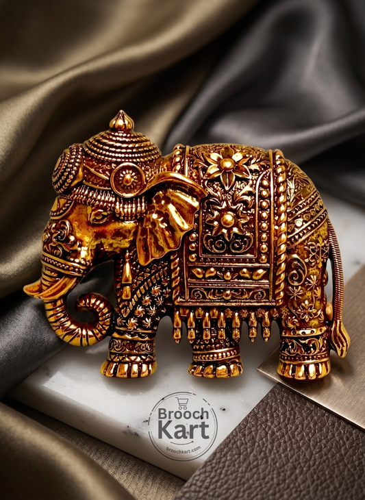Golden Ambari Elephant Brooch