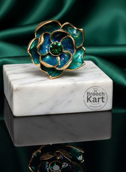 Green Majestic Flower Brooch