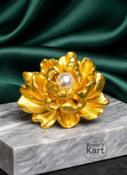 Blooming Golden Flower Brooch
