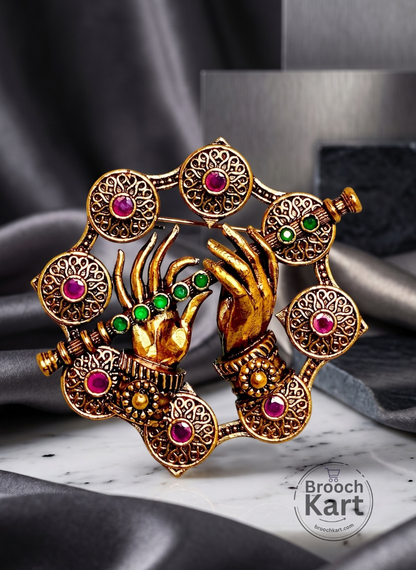 Krishna Hands with Flute Brooch