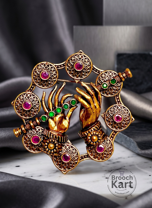 Krishna Hands with Flute Brooch