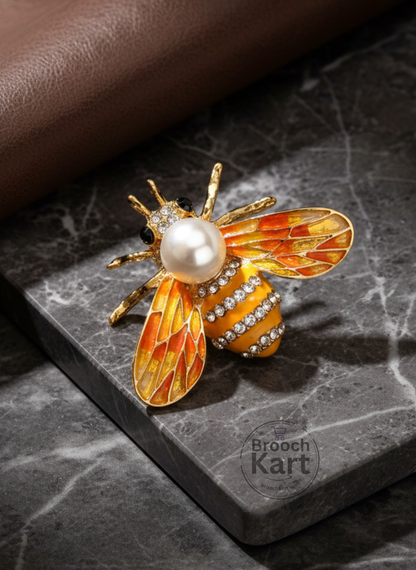 Pearl Stone Insect Brooch