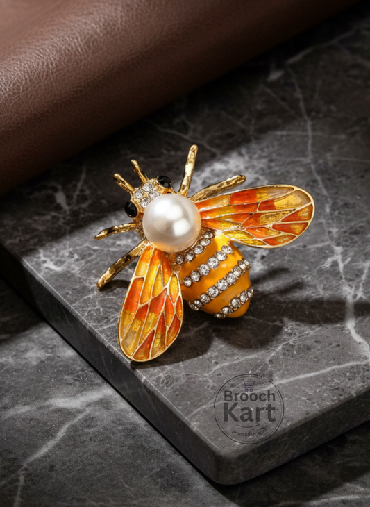 Pearl Stone Insect Brooch