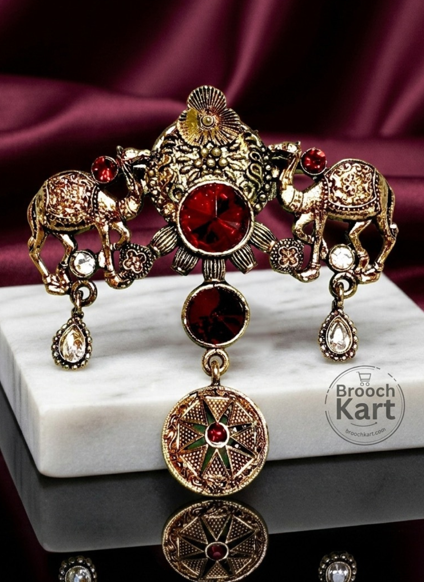Twin Golden Camels Brooch