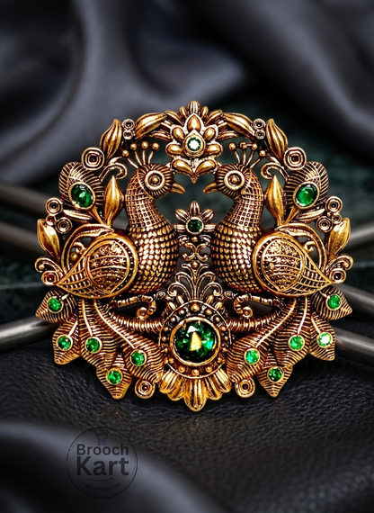 Twin Peacock Brooch