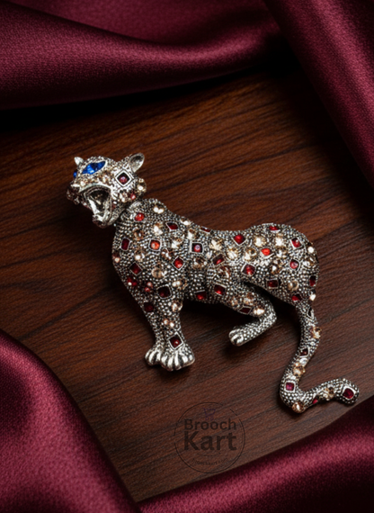 Fiery Leopard Brooch