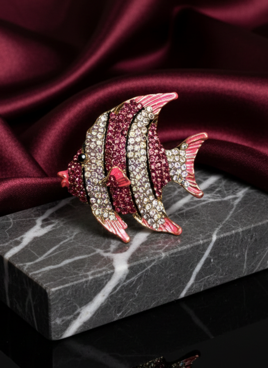 Crystal Fish Brooch