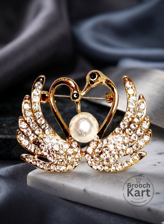 Heart Swan Brooch