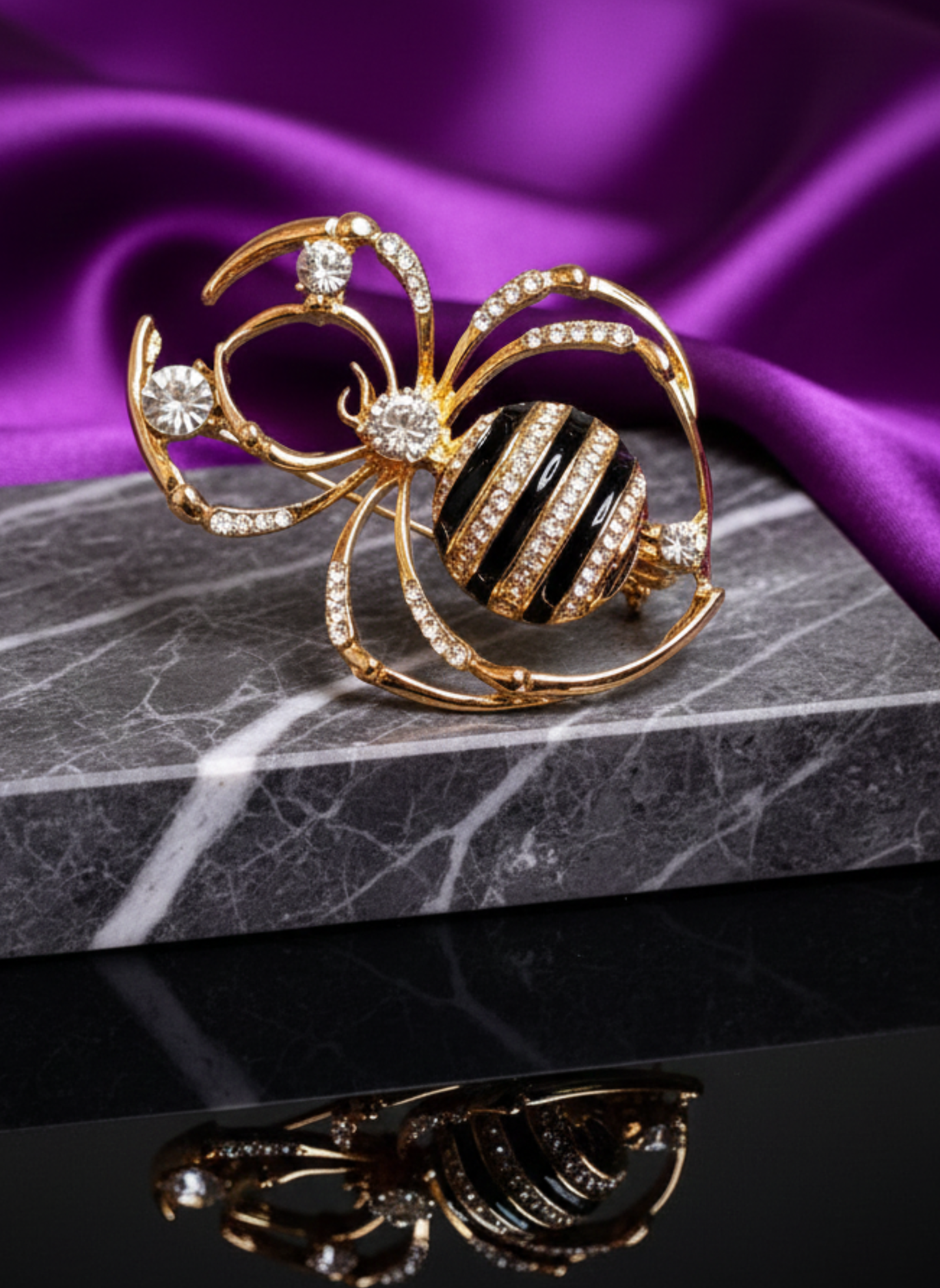 Crystal Spider Brooch