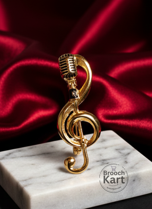 Mic Musical Note Brooch