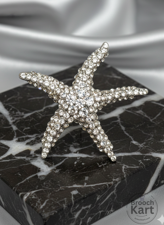 Crystal Starfish Brooch