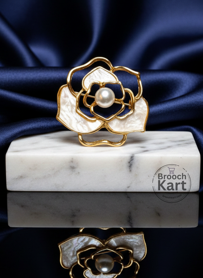 Pearl Ivory Flower Brooch