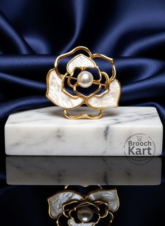 Pearl Ivory Flower Brooch
