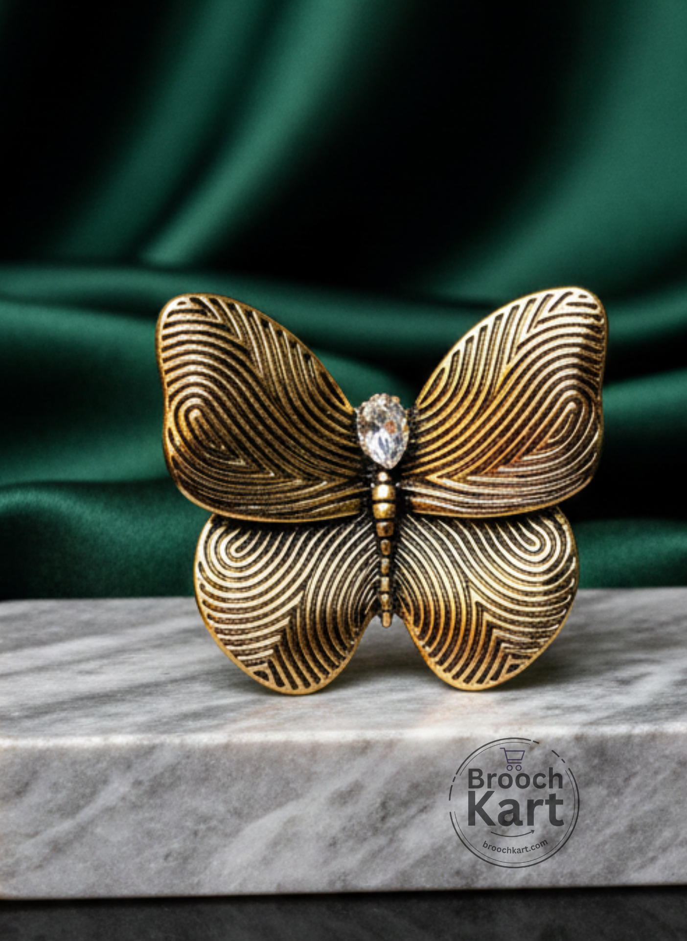 Golden Lines Butterfly Brooch