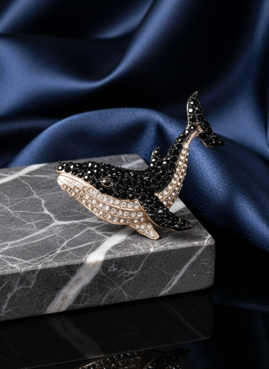 Blue Whale Crystal Brooch