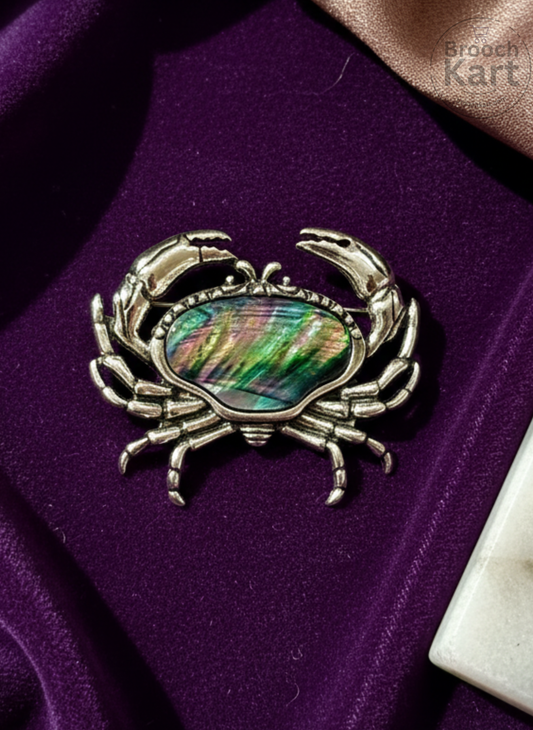 Mother of Pearl Crab Brooch