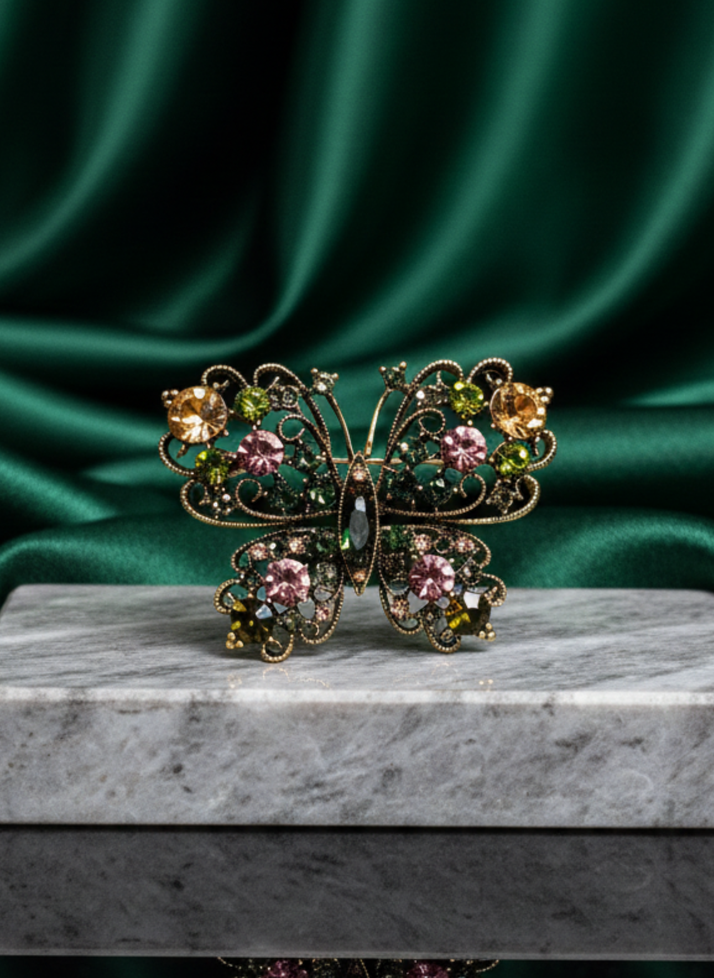 Crystal Wire Butterfly Brooch