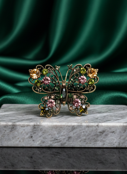 Crystal Wire Butterfly Brooch