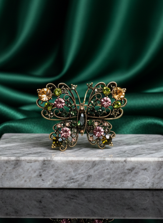 Crystal Wire Butterfly Brooch