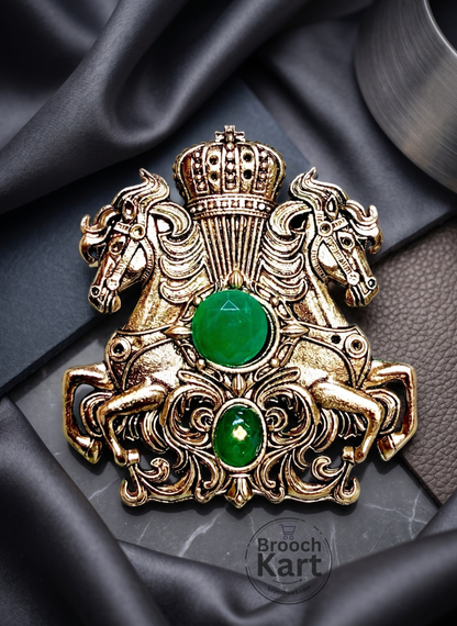 Twin Horse Brooch