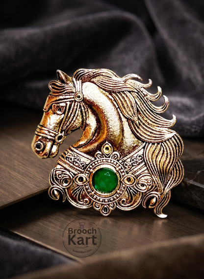 Golden Horse Face Brooch