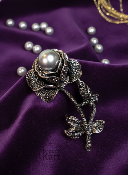 Silver Rose Brooch