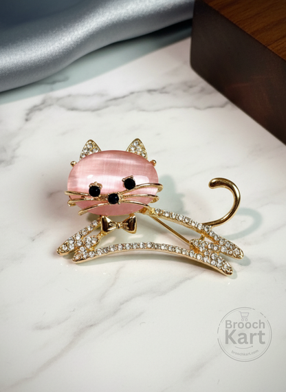 Pink Cat Brooch
