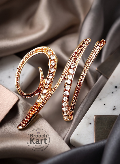 Crystal Golden Letters Brooch