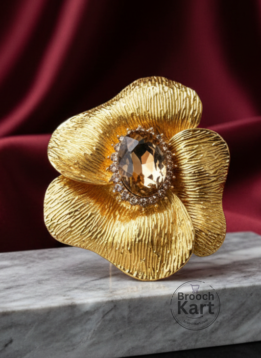 Three Golden Petals Brooch