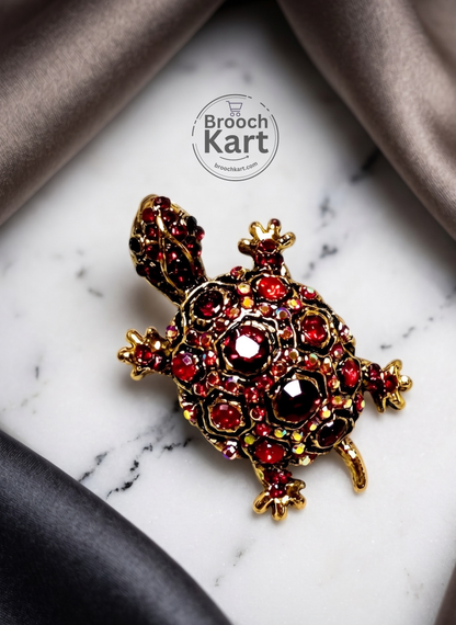 Crystal Turtle Brooch