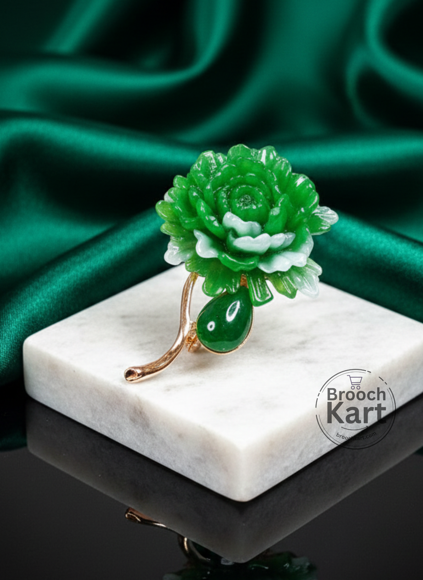 Jade Flower Brooch