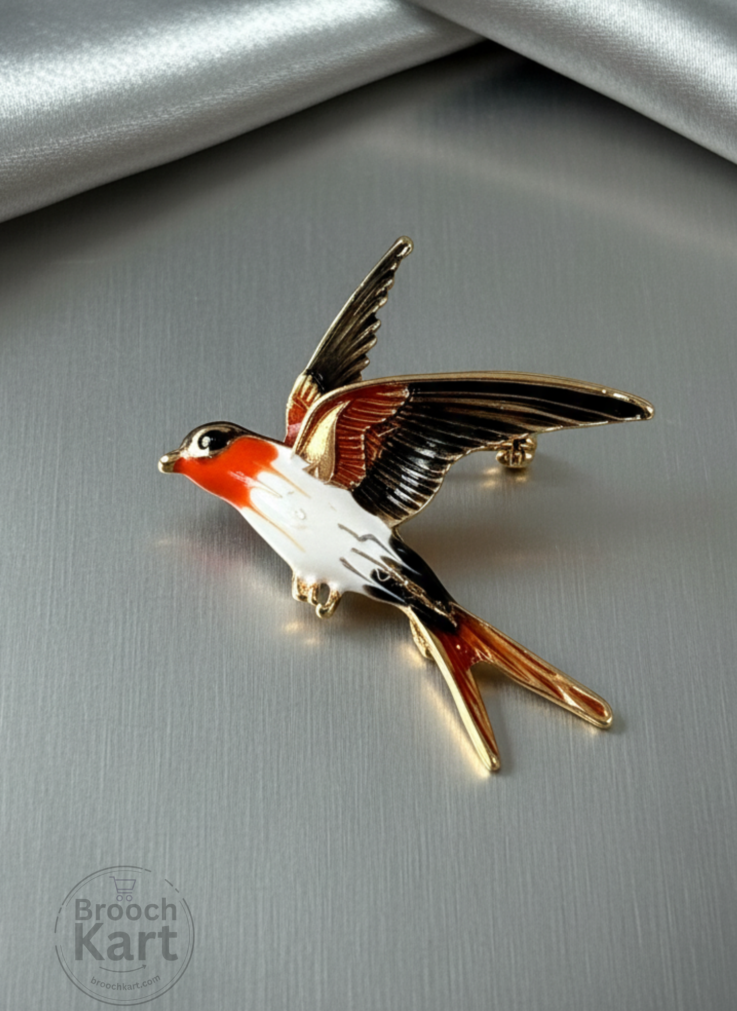 Flying Swallow Bird Brooch
